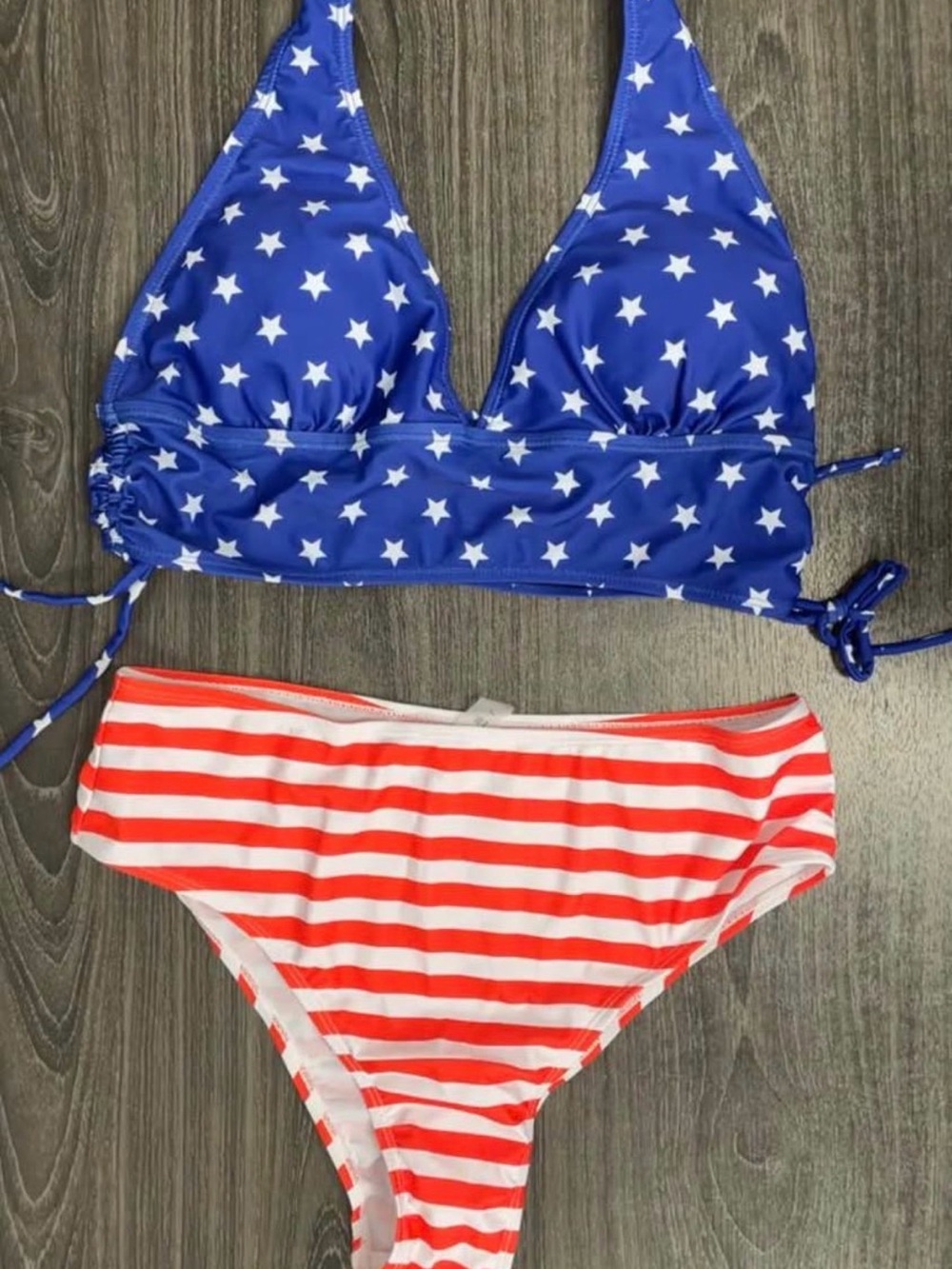 Star & Stripe Two-Piece Bikini - Blue Stars & Red Stripes